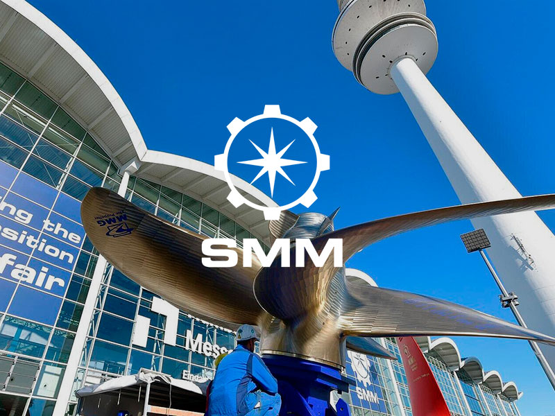 SMM-logo foran messebygning i Hamburg.
