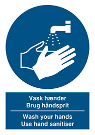 Skilt med opfordring til at vaske hænder