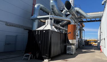MOBAT containeren. Som er forsynet med et ventilations- og røgrensningssystem.