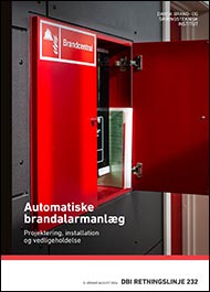 Forsiden af DBI Retningslinje 232 om automatiske brandalarmanlæg.